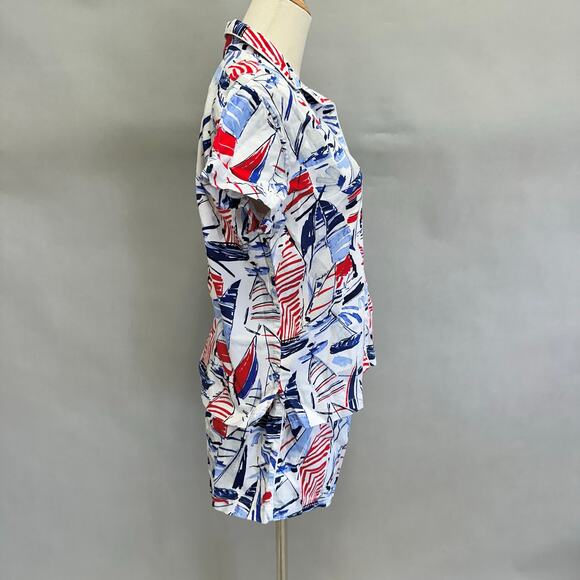 Lauren Ralph Lauren sailboat cotton short sleeve top/shorts pajama set Medium - Picture 3 of 15